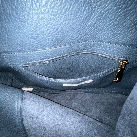 Anthropologie Women’s Navy Blue Textured Leather-Style Slouch Design Handbag - Picture 8 of 12